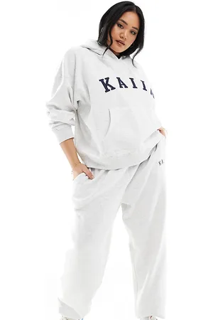 Kaiia Joggers gris claro con bajos ajustados de Plus (parte de un conjunto)