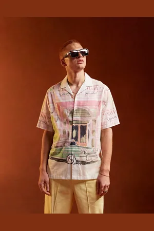ASOS Camisa holgada con cuello de solapas y estampado de dibujo de coche de