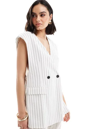 ASOS Americana de sastre blanca a rayas sin mangas con lazadas laterales de -Multicolor