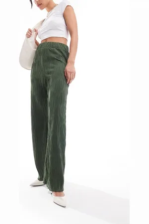 New Look Pantalones caquis de pernera ancha con acabado texturizado de -Verde