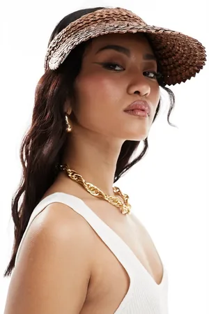 My Accessories Visera color de rafia de -Marrón