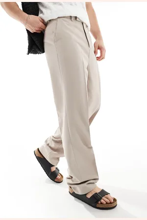 ASOS Pantalones de vestir color de talle alto y pernera recta de -Beis neutro