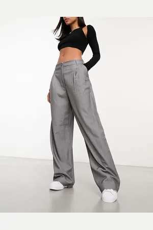 Monki Pantalones de sastre claro de pernera ancha y talle alto de