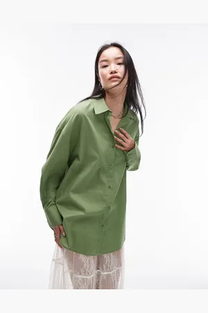 Topshop Camisa extragrande de voile de algodón de
