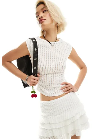 Motel Camiseta blanca con diseño encogido de tejido texturizado de -Blanco