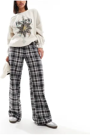 Weekday Pantalones grises a cuadros holgados Beya de