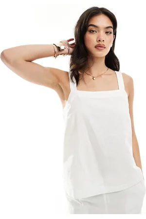 VERO MODA Top de tirantes con escote cuadrado de algodón Mix & Match de