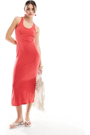 MANGO Vestido midi con detalle de botones de punto de