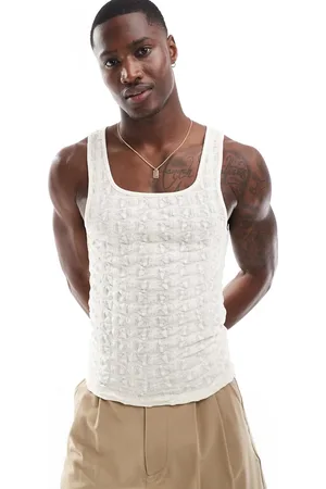 ASOS Camiseta ajustada de tirantes de tejido con patrón transparente y cuello cuadrado de