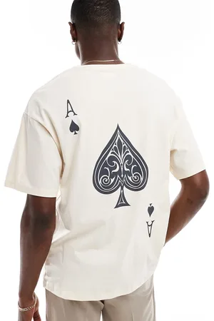 ADPT. Camiseta color crema extragrande con estampado de as de picas en la espalda de -Blanco