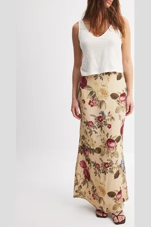 NA-KD Falda larga con de tejido efecto lino de -Multicolor