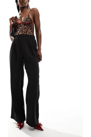 New Look Pantalones negros sin cierres de pernera ancha de