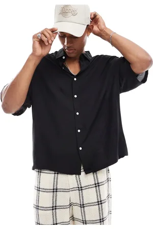 ASOS Camisa negra extragrande de viscosa de