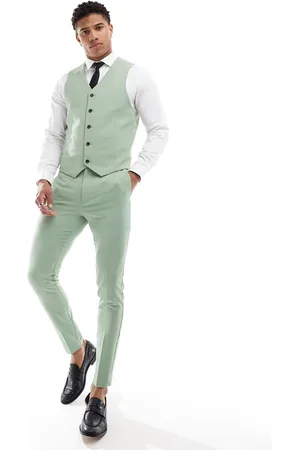 ASOS Pantalones de traje verde de corte superpitillo de