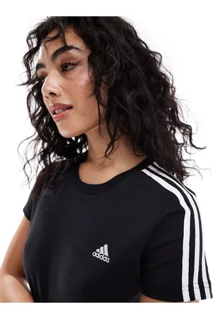 adidas Camiseta negra de corte slim con detalle de 3 rayas Essentials de -Negro