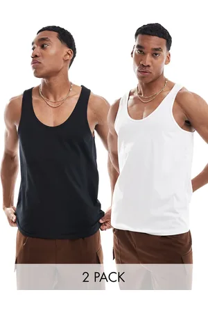 ASOS Pack de 2 camisetas de color negro y blanco de tirantes de