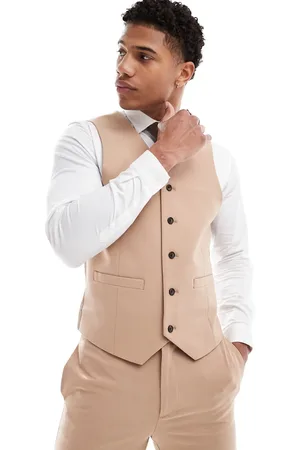 ASOS Chaleco de traje color de corte muy entallado de -Beis neutro