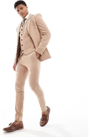 ASOS Pantalones de traje color de corte superpitillo de -Beis neutro