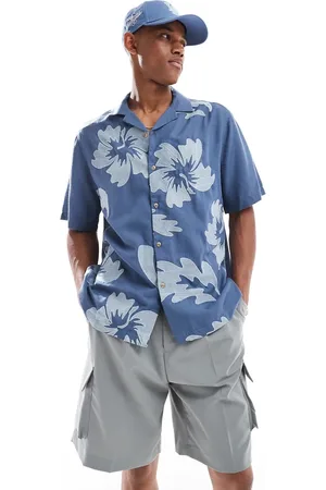 ASOS Camisa holgada con cuello de solapas y bordado floral estilo hawaiano de