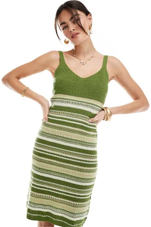JDY Vestido a rayas de punto de -Verde