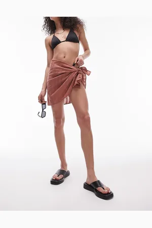 Topshop Pareo playero color rubor con acabado texturizado de -Naranja