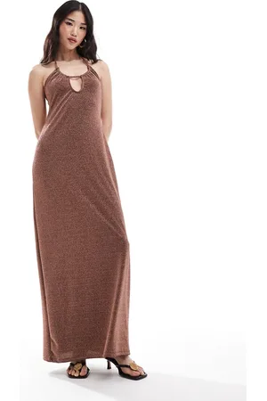 Pretty Lavish Vestido lencero largo con acabado de purpurina de