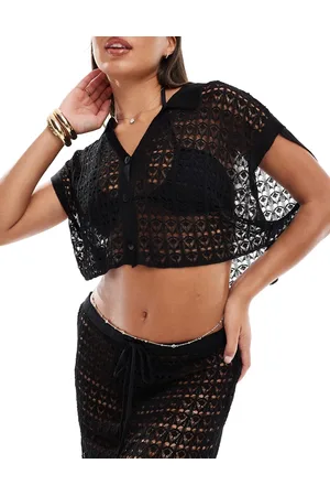ASOS Camisa playera negra de punto de (parte de un conjunto)