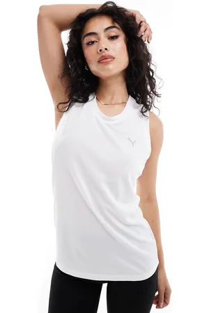 PUMA Camiseta blanca sin mangas con logo de Training