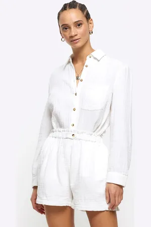 River Island Pantalones cortos blancos de lino de (parte de un conjunto)