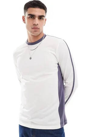 ASOS Camiseta de manga larga con diseño de paneles cosidos de malla deportiva de -Blanco