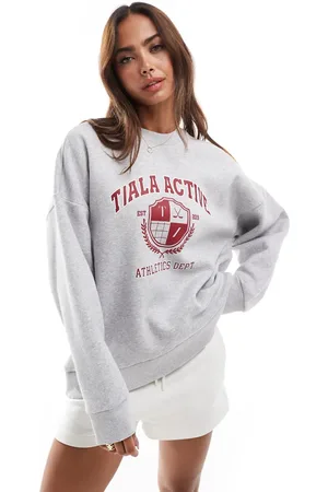 Tala Sudadera gris y roja de manga larga de estilo vóley con bajo holgado de