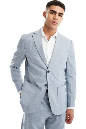 SELECTED Chaqueta de traje azul de mezcla de lino de
