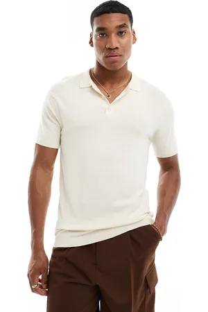 New Look Polo hueso de corte slim y manga corta de punto de