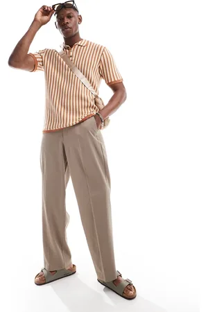 JACK & JONES Polo a rayas naranja de punto de Premium