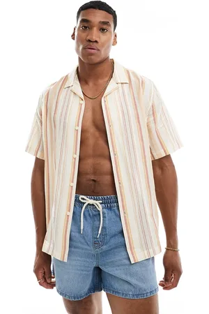 ASOS Camisa naranja y color a rayas holgada con cuello de solapas de -Multicolor