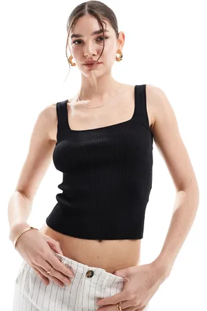 Pimkie Top con cuello cuadrado de canalé de