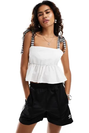 Reclaimed Top de tirantes a cuadros vichy con sobrefalda de