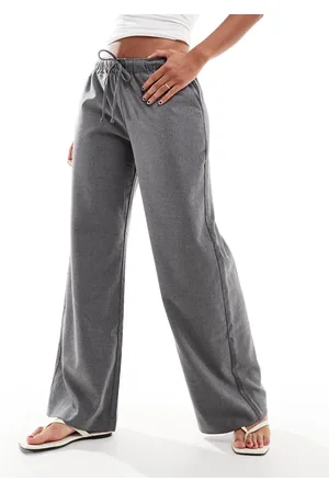 Hollister Pantalones de sastre grises de talle bajo sin cierres de