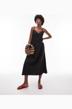 Topshop Vestido veraniego midi plisado de tirantes de