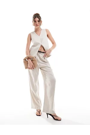 ASOS Pantalones beis de mezcla de lino premium de -Beis neutro