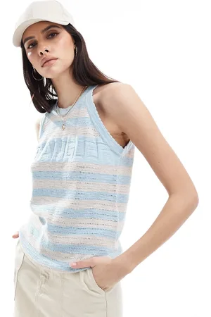 Wrangler Camiseta a rayas con cuello de nadadora de punto de
