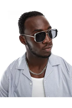 ASOS Gafas de sol plateadas de estilo aviador con montura reforzada de