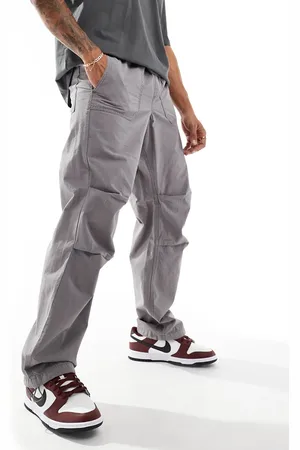 SELECTED Pantalones grises de corte suelto con cinturilla elástica de tejido antidesgarros de