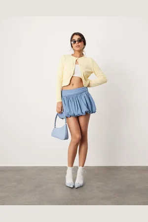 ASOS Falda vaquera abullonada con lavado claro de
