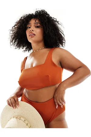 ASOS Top de bikini color óxido de canalé Emily de Curve-Naranja