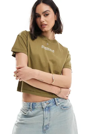Barbour Camiseta verde con diseño encogido y logo de