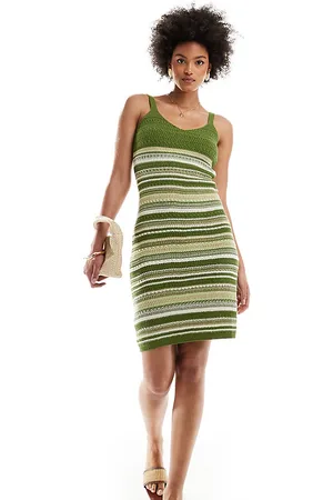 JDY Vestido a rayas caquis de punto de -Verde