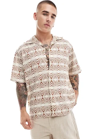 SELECTED Camisa de manga corta con estampado geométrico de - neutro