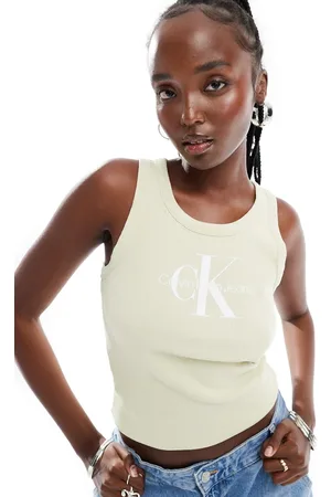 Calvin Klein Camiseta beis sin mangas con logo de monograma Archival de -Blanco