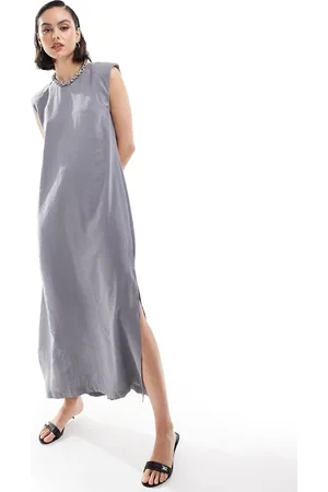 ASOS Vestido midi estilo camiseta sin mangas con hombreras de